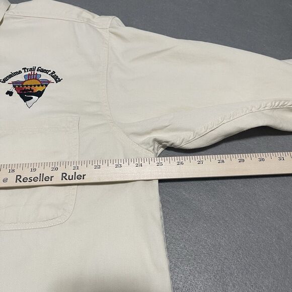 VTG Geronimo Trail Guest Ranch Shirt Mens Large Beige Embroidered Heavy Cotton - Picture 12 of 13